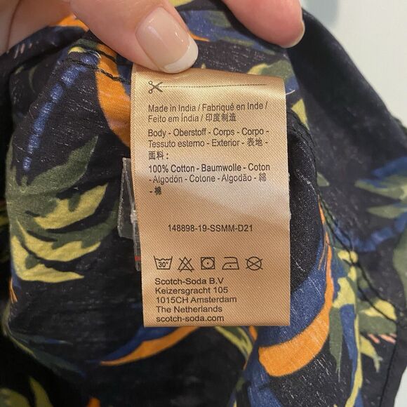 NOT FOR SALE Scotch & Soda Camp Shirt Men XXL Blue Poolside Hawaiian Tropical - Picture 12 of 14